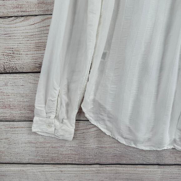 Bella Dahl Linen Blend Button Down Blouse Womens Large Ivory White - Picture 7 of 12
